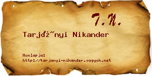 Tarjányi Nikander névjegykártya